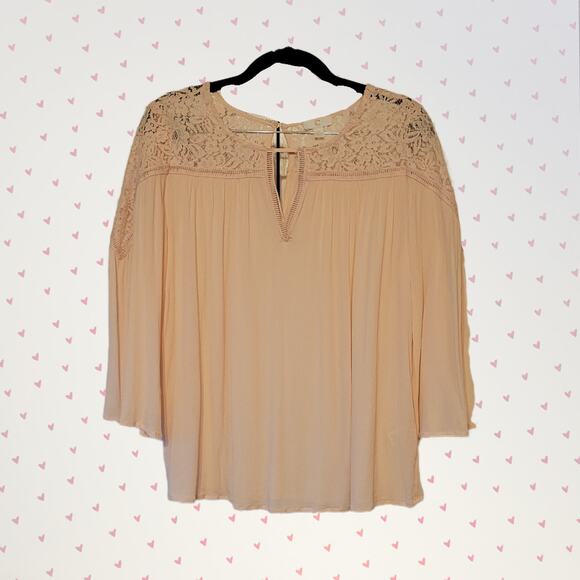 C, Small | Boho Lacy Baggy Pink Top - Picture 1 of 6
